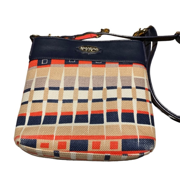 Spartina Daufuskie Island Purse, leather & canvas, 14x8, shoulder strap - Picture 3 of 10